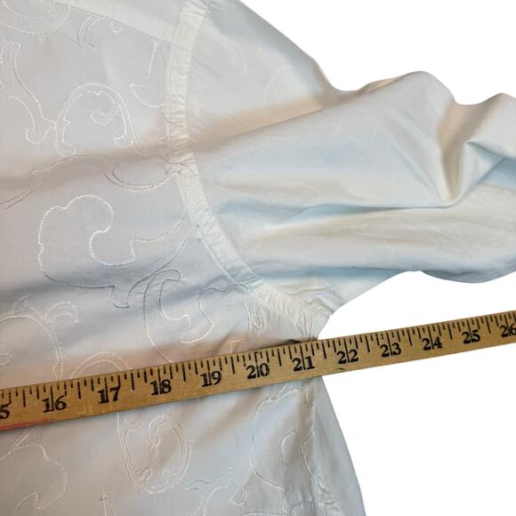 Robert Graham White Mens Embroidered Blue Flip Cuff Button Up Long Sleeve Shirt - Picture 4 of 11